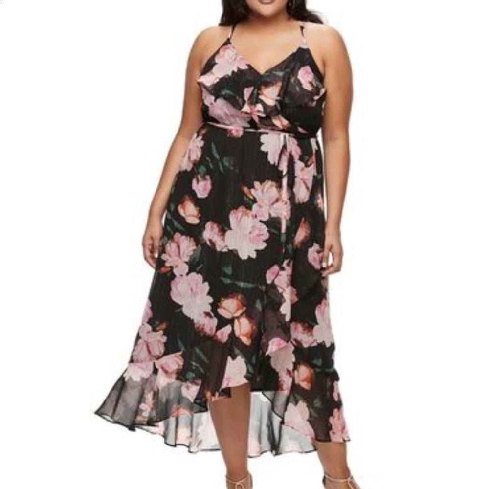 Jennifer Lopez black floral dress flowy long